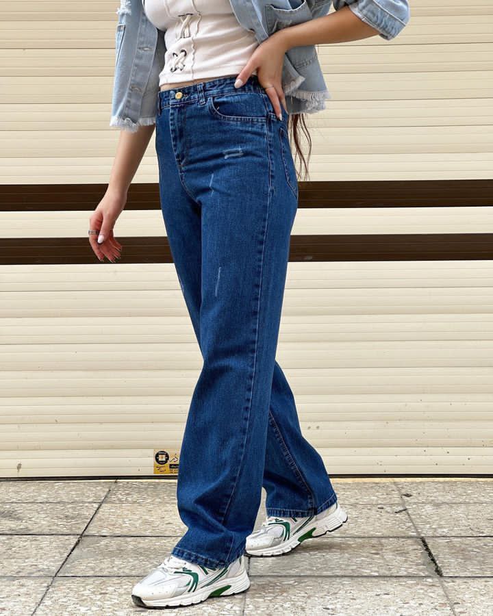 شلوار جین زنانه مدل نیم بگ کد j-300