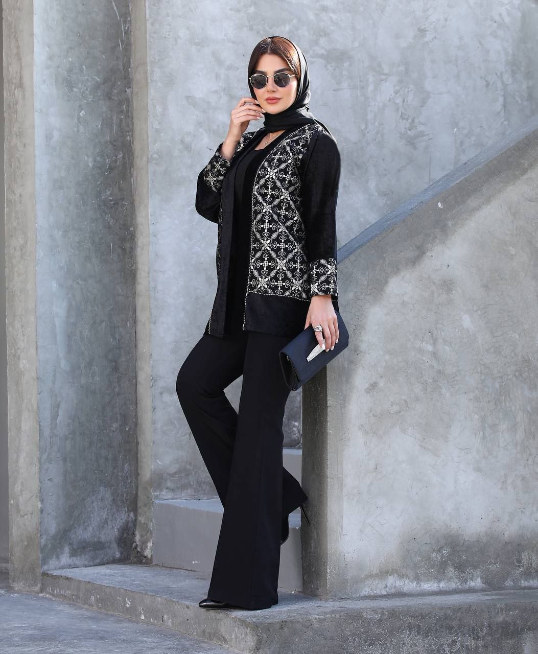 کت مخمل سوزن دوزی خرج کار هندی کد K-604